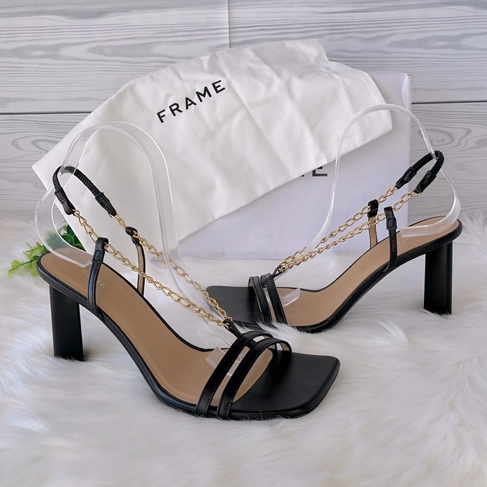 FRAME Denim “Le Tati”‎ Chain Leather Slingback Sandal